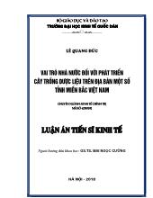 Luận án Vai trò nhà nước đối với phát triển cây trồng dược liệu trên địa bàn một số tỉnh miền bắc Việt Nam