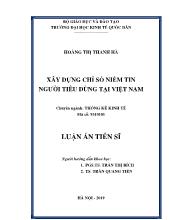 Luận án Xây dựng chỉ số niềm tin người tiêu dùng tại Việt Nam