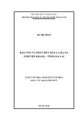 Luận văn Bảo tồn và phát huy dân ca Ba - Na ở huyện Kbang - tỉnh Gia Lai