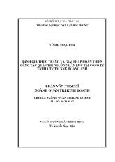 Luận văn Đánh giá thực trạng và giải pháp hoàn thiện công tác quản trị nguồn nhân lực tại công ty TNHH 1 TN XK MTV Hoàng Anh