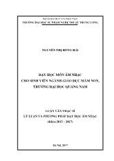 Luận văn Dạy học môn âm nhạc cho sinh viên ngành giáo dục mầm non, trường đại học Quảng Nam