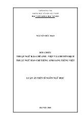 Luận văn Đối chiếu thuật ngữ báo chí anh - Việt và chuyển dịch thuật ngữ báo chí Tiếng Anh sang Tiếng Việt