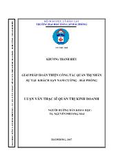 Luận văn Giải pháp hoàn thiện công tác quản trị nhân sự tại khách sạn Nam cường - Hải phòng