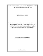 Luận văn Hoàn thiện công tác lập dự toán phục vụ kiểm soát và đánh giá hiệu quả hoạt động tại Công ty cổ phần dược phẩm Hà Tây
