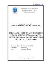 Luận văn Khảo sát các yếu tố ảnh hưởng đến mức độ áp dụng kế toán quản trị chi phí trong các doanh nghiệp nhỏ và vừa tại tỉnh Trà Vinh