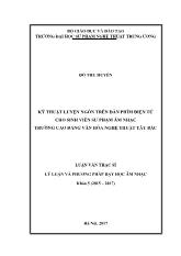 Luận văn Kỹ thuật luyện ngón trên Đàn phím điện tử cho sinh viên Sư phạm Âm nhạc trường Cao đẳng Văn hóa Nghệ thuật Tây Bắc