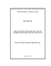 Luận văn Nâng cao chất lượng đội ngũ y, bác sỹ tại bệnh viện đa khoa huyện Chương Mỹ