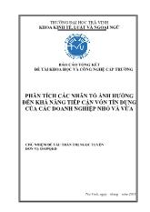 Luận văn Phân tích các nhân tố ảnh hưởng đến khả năng tiếp cận vốn tín dụng của các doanh nghiệp nhỏ và vừa