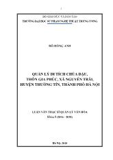 Luận văn Quản lý di tích chùa Đậu, thôn Gia Phúc, xã Nguyễn Trãi, huyện Thường Tín, thành phố Hà Nội