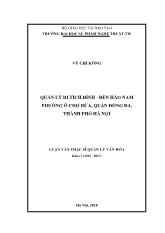 Luận văn Quản lý di tích đình - Đền Hào Nam, phường Ô Chợ Dừa, quận Đống Đa, thành phố Hà Nội