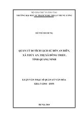 Luận văn Quản lý di tích lịch sử đền an biên, xã thủy an, thị xã Đông triều, tỉnh quảng ninh