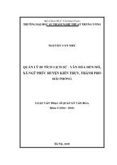 Luận văn Quản lý di tích lịch sử - Văn hóa đền Mõ, xã Ngũ phúc huyện Kiến thụy, thành phố Hải phòng