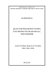 Luận văn Quản lý di tích lịch sử văn hóa ở xã Trường Yên, huyện Hoa Lư, tỉnh Ninh Bình