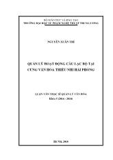 Luận văn Quản lý hoạt động câu lạc bộ tại Cung Văn hóa thiếu nhi Hải Phòng