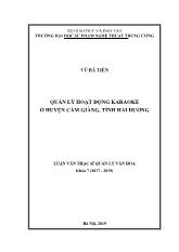 Luận văn Quản lý hoạt động Karaoke ở huyện Cẩm Giàng, tỉnh Hải Dương
