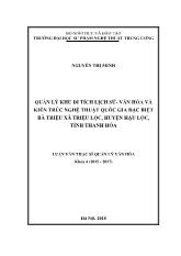 Luận văn Quản lý khu di tích lịch sử - văn hóa và kiến trúc nghệ thuật Quốc gia đặc biệt Bà Triệu, xã Triệu Lộc, huyện Hậu Lộc, tỉnh Thanh Hóa