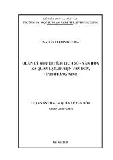 Luận văn Quản lý khu di tích lịch sử - Văn hóa xã Quan Lạn, huyện Vân Đồn, tỉnh Quảng Ninh