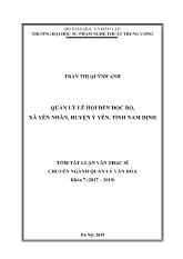 Luận văn Quản lý lễ hội đền độc bộ, xã Yên nhân, huyện Ý yên, tỉnh Nam Định