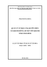 Luận văn Quản lý lễ hội làng duyên phúc xã Khánh hồng, huyện yên Khánh tỉnh Ninh Bình