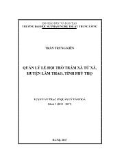 Luận văn Quản lý lễ hội Trò Trám xã Tứ Xã, huyện Lâm Thao, tỉnh Phú Thọ