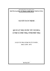 Luận văn Quản lý nhà nước về văn hóa ở thị xã Phú Thọ, tỉnh Phú Thọ