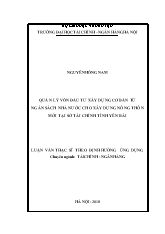 Luận văn Quản lý vốn đầu tư xây dựng cơ bản từ ngân sách nhà nước cho xây dựng nông thôn mới tại sở tài chính tỉnh Yên Bái