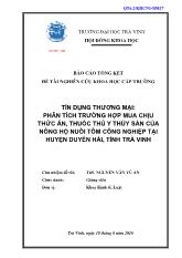 Luận văn Tín dụng thương mại: phân tích trường hợp mua chịu thức ăn, thuốc thú y thủy sản của nông hộ nuôi tôm công nghiệp tại huyện Duyên hải, tỉnh Trà Vinh