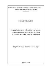 Luận văn Vai trò của nhân viên công tác xã hội trong phòng chống bạo lực gia đình tại huyện Phú bình, tỉnh Thái Nguyên
