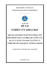 Một số giải pháp về kế toán hàng tồn kho nhằm nâng cao hiệu quả công tác quản lý hàng tồn kho tại công ty tnhh thương mại quốc tế Hằng Thành