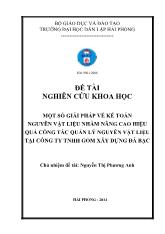 Một số giải pháp về kế toán nguyên vật liệu nhằm nâng cao hiệu quả công tác quản lý nguyên vật liệu tại công ty TNHH gốm xây dựng Đá Bạc