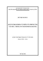 Quản lý hoạt động văn hóa của Ttrung tâm Văn hóa - Thông tin thành phố Hải Dương