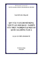 Tóm tắt Luận án Quy tắc Taylor mở rộng với tỷ giá hối đoái - Nghiên cứu thực nghiệm tại một số quốc gia Đông Nam Á