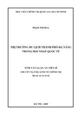 Tóm tắt Luận án Thị trường du lịch thành phố Đà nẵng trong hội nhập Quốc Tế