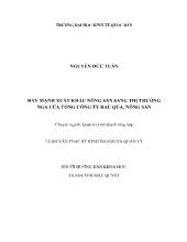 Tóm tắt Luận văn - Đẩy mạnh xuất khẩu nông sản sang thị trường Nga của tổng công ty rau quả, nông sản