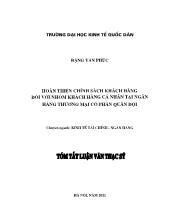 Tóm tắt Luận văn Hoàn thiện chính sách khách hàng đối với nhóm khách hàng cá nhân tại ngân hàng thương mại cổ phần quân đội