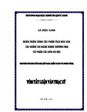 Tóm tắt Luận văn - Hoàn thiện công tác phân tích Báo cáo tài chính tại Ngân hàng thương mại cổ phần Sài Gòn Hà Nội