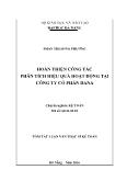 Tóm tắt Luận văn Hoàn thiện công tác phân tích hiệu quả hoạt động tại Công ty cổ phần Dana