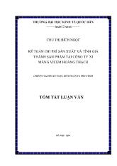 Tóm tắt Luận văn - Kế toán chi phí sản xuất và tính giá thành sản phẩm tại công ty xi măng vicem Hoàng Thạch