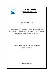 Tóm tắt Luận văn Kiểm soát nội bộ hoạt động tín dụng tại ngân hàng thương mại cổ phần công thương Việt Nam - Chi nhánh Đà Nẵng