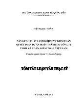 Tóm tắt Luận văn - Nâng cao chất lượng dịch vụ kiểm toán quyết toán dự án hoàn thành tại công ty TNHH kế toán, kiểm toán Việt Nam