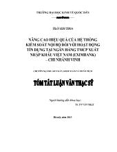 Tóm tắt Luận văn - Nâng cao hiệu quả của hệ thống kiểm soát nội bộ đối với hoạt động tín dụng tại ngân hàng thương mại cổ phần xuất nhập khẩu Việt Nam - Chi nhánh Vinh