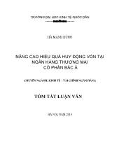 Tóm tắt Luận văn Nâng cao hiệu quả huy động vốn tại ngân hàng thương mại cổ phần Bắc Á