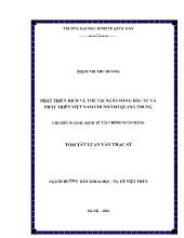 Tóm tắt Luận văn Phát triển dịch vụ thẻ tại ngân hàng đầu tư và phát triển Việt Nam chi nhánh Quang Trung