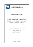 Tóm tắt Luận văn Quản lý nhà nước về đào tạo nghề cho lao động nông thôn tại thị xã Điện bàn, tỉnh Quảng Nam