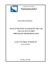 Tóm tắt Luận văn Quản lý nhà nước về giải quyết việc làm cho ngư dân ven biển trên địa bàn thành phố Đà Nẵng