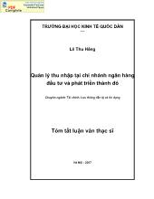 Tóm tắt Luận văn Quảni lý thu nhập tại chi nhảnh ngân hàng Đầu tư và Phát triển Thành Đô