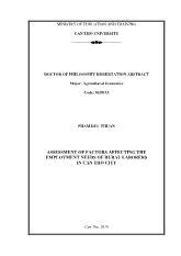 Tóm tắt Luận văn Ssessment of factors affecting the employment needs of rural laborers in Can Tho City