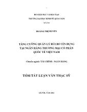 Tóm tắt Luận văn Tăng cường quản lý rủi ro tín dụng tại ngân hàng thương mại cổ phần quốc tế Việt Nam