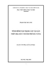 Tóm tắt Luận văn Tình hình tội trộm cắp tài sản trên địa bàn thành phố Đà Nẵng