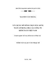 Tóm tắt Luận văn Xây dựng mô hình chọn mẫu kiểm toán áp dụng cho các công ty kiểm toán Việt Nam